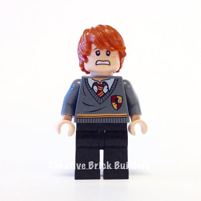 LEGO Minifigure-Ron Weasley, Gryffindor Stripe and Shield Torso, Black Legs-Harry Potter-Creative Brick Builders